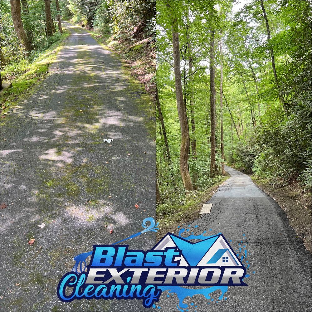 Our Driveway and Sidewalk Cleaning service efficiently removes dirt, stains, and debris using high-pressure or soft washing techniques for a pristine and safe outdoor space. for Blast Exterior Cleaning in  Hendersonville, NC