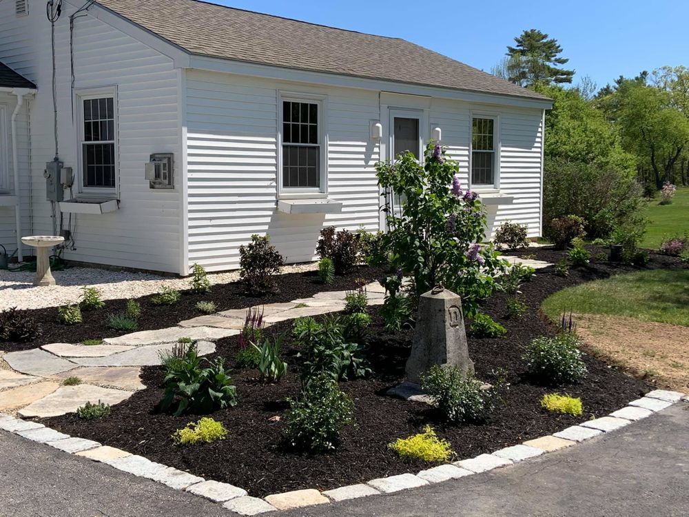 Landscape Installation for Organic Innovations Stonework and Design in Brunswick, ME