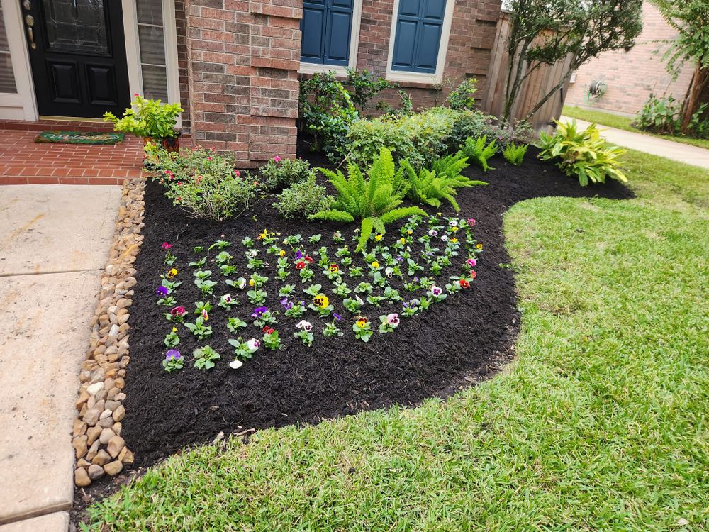 Our Mulch Installation service enhances your garden's appearance, conserves moisture, and prevents weed growth. We offer a variety of mulch types to suit your landscape needs for year-round protection and beauty. for Right Choice Landscaping LLC in Houston, TX