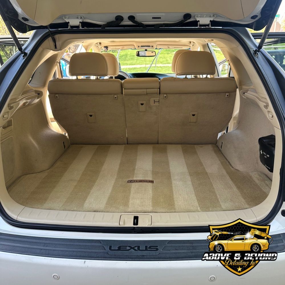 A deeper interior clean designed to lift stains, eliminate odors, and refresh every surface. Includes full shampoo, steam cleaning, crevice work, leather treatment, and more — ideal for heavily used or neglected interiors. for Above & Beyond KC LLC in Johnson City, KS