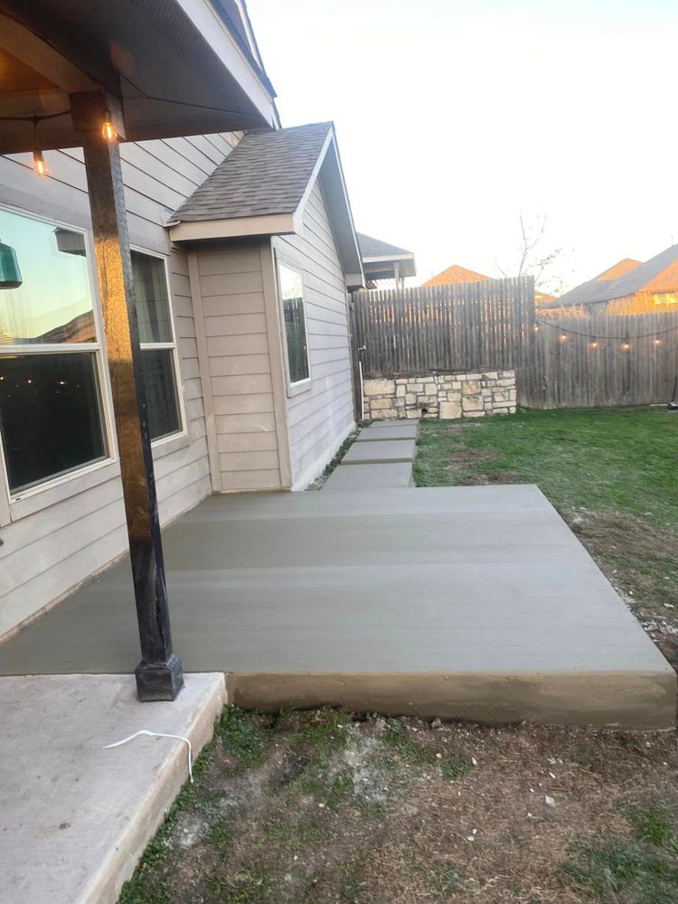 Our patio design and installation service offers homeowners a seamless process from conception to completion, enhancing outdoor spaces with expertly crafted concrete features for stylish and functional living areas. for PC Concrete & Design in Austin, TX