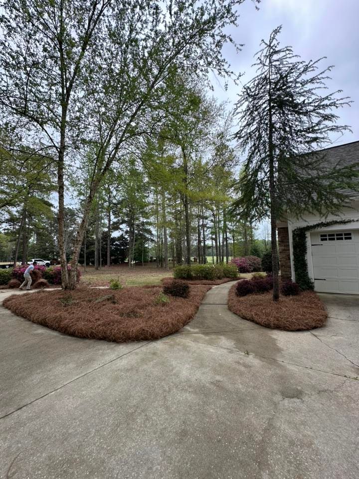 Enhance your landscape with our premium Pine Straw service, providing natural mulch that conserves moisture, suppresses weeds, and enriches soil while adding a polished finish to your garden beds. for Jameson’s Landscaping & Pressure Washing in Eatonton, GA