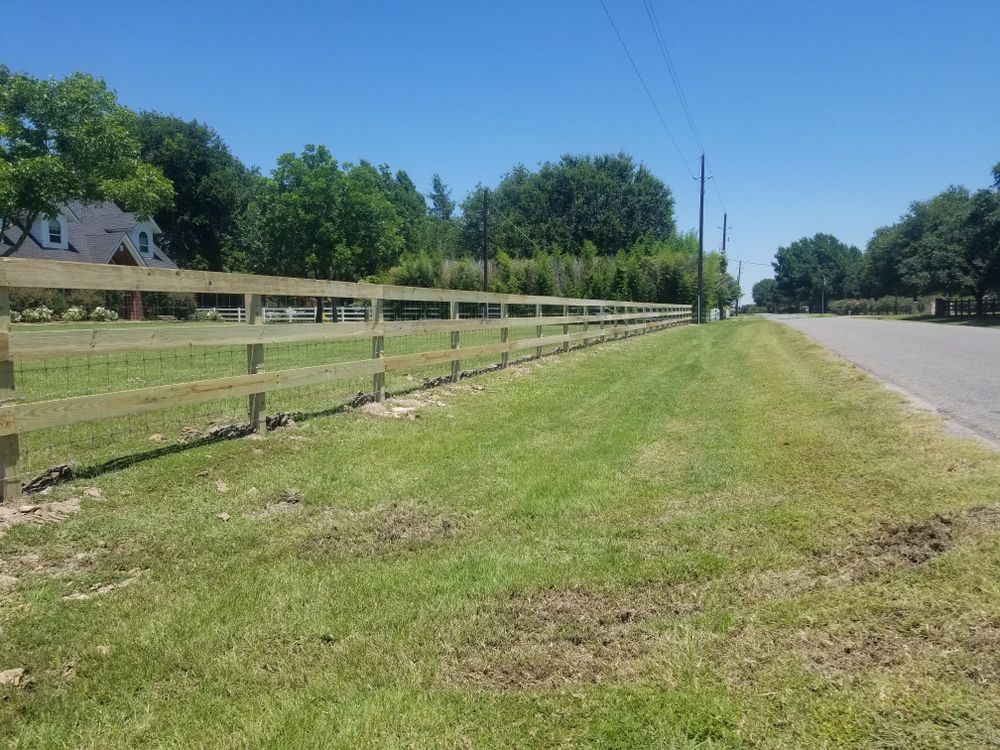 3 and 4 Board Fencing (optional wire added) for Pride Of Texas Fence Company in Brookshire, TX