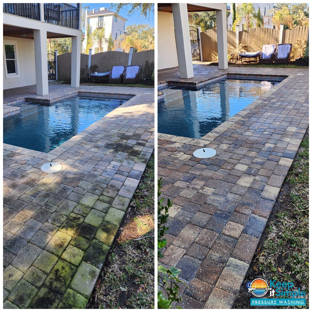 Our Deck & Patio Cleaning service uses professional-grade equipment and environmentally-friendly cleaners to effectively remove dirt, grime, mold, and algae buildup from your outdoor living spaces for a fresh look. for Keep It Simple Pressure Washing in Brunswick, GA