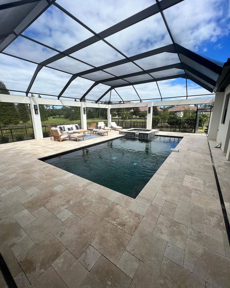 Protect your travertine and natural stone hardscape with our dedicated sealing services. We are Michigans Travertines sealing specialist! for Paver Seal Michigan in Wayne County, MI
