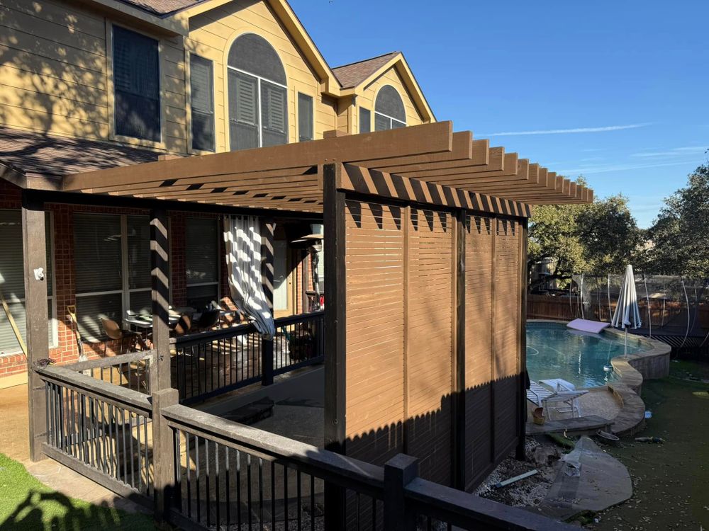 Enhance your outdoor space with our expert pergola installation services, providing stylish shade and elegance. Custom designs tailored to fit seamlessly into your landscape, creating the perfect oasis for relaxation and entertainment. for Creative Edge Co. in San Antonio, TX