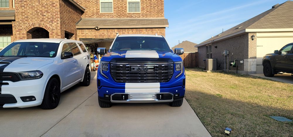 Blue and white GMC for DB WRAPS in Josephine, TX