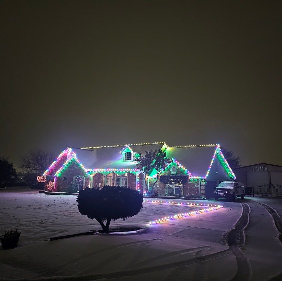 Enhance your home's holiday charm with our professional Christmas lighting service, offering custom designs, safe installation, and timely removal to create a stunning festive display without the hassle. for Romero's Irrigation & Landscaping in Fort Worth, TX