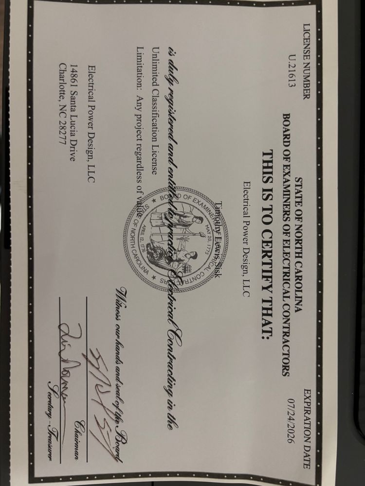 All Photos for Electrical Power Design in Concord, NC