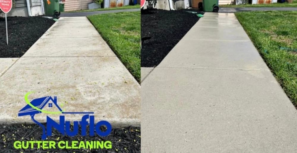 Our Concrete Cleaning service utilizes powerful pressure washing and gentle soft washing techniques to eliminate dirt, grime, and stains from your driveways, sidewalks, and retaining walls for a fresh look. for Nuflo Gutter Cleaning & Pressure Washing in Blackwood, NJ