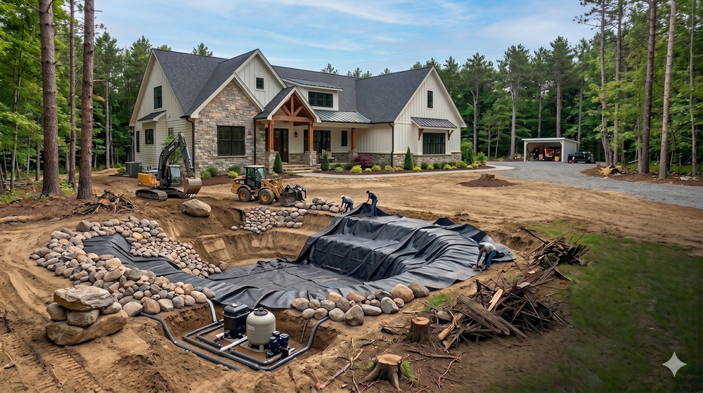 Our Pond Work service includes digging, shaping, and landscaping ponds to enhance the beauty of your property. Let us transform your outdoor space into a serene oasis for relaxation and enjoyment. for NC Dirt Works in Traverse City, MI
