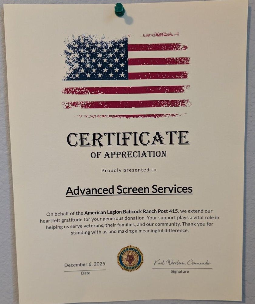 All Photos for Advanced Screen Services LLC in Punta Gorda, FL