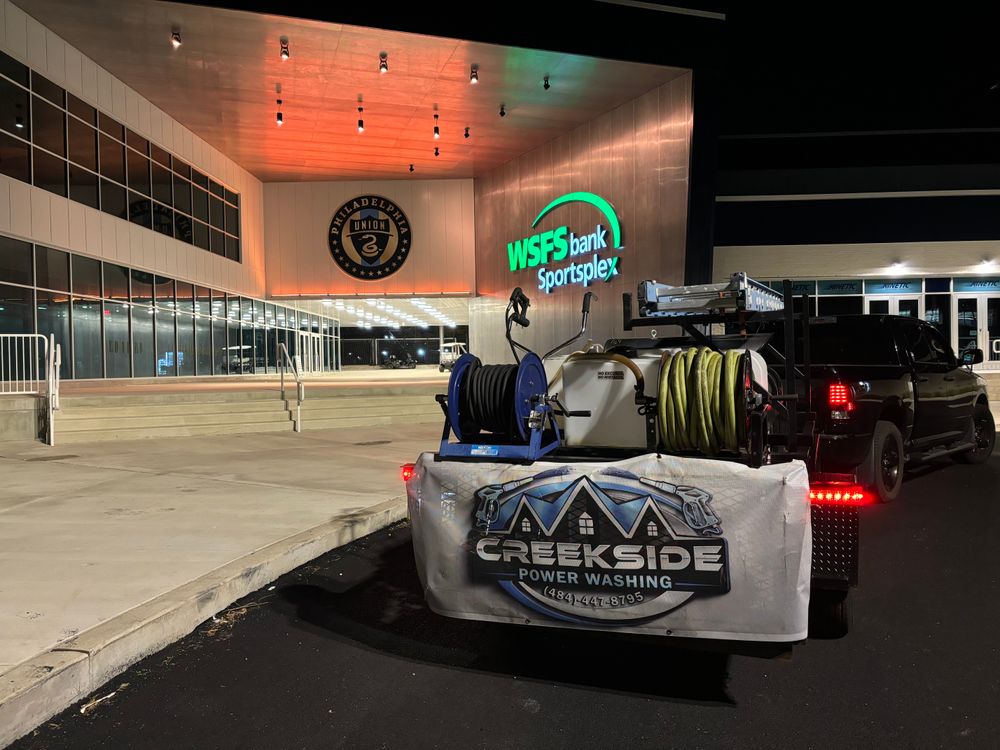 Our commercial pressure washing service offers unmatched efficiency and expertise, ensuring your property looks pristine. Discover how we outperform other pressure washing services with our advanced techniques and commitment to customer satisfaction. for Creekside Power Washing in Aston Township, PA