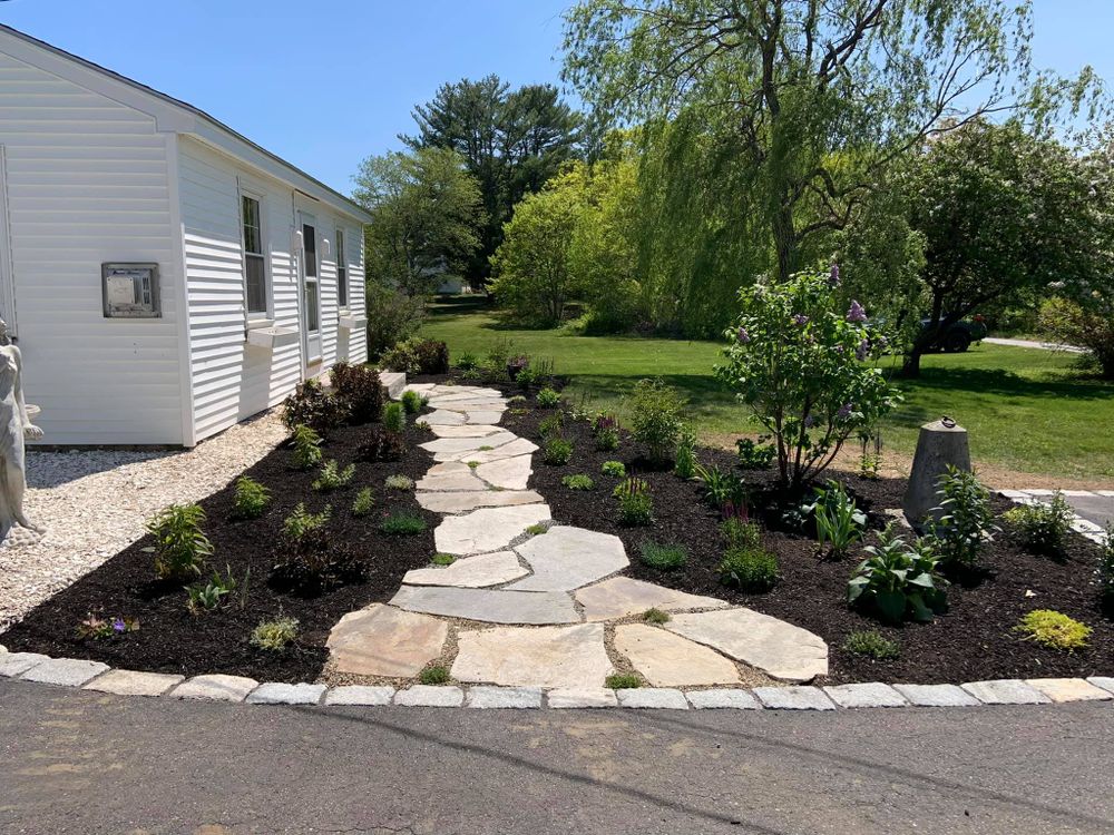 Landscape Installation for Organic Innovations Stonework and Design in Brunswick, ME