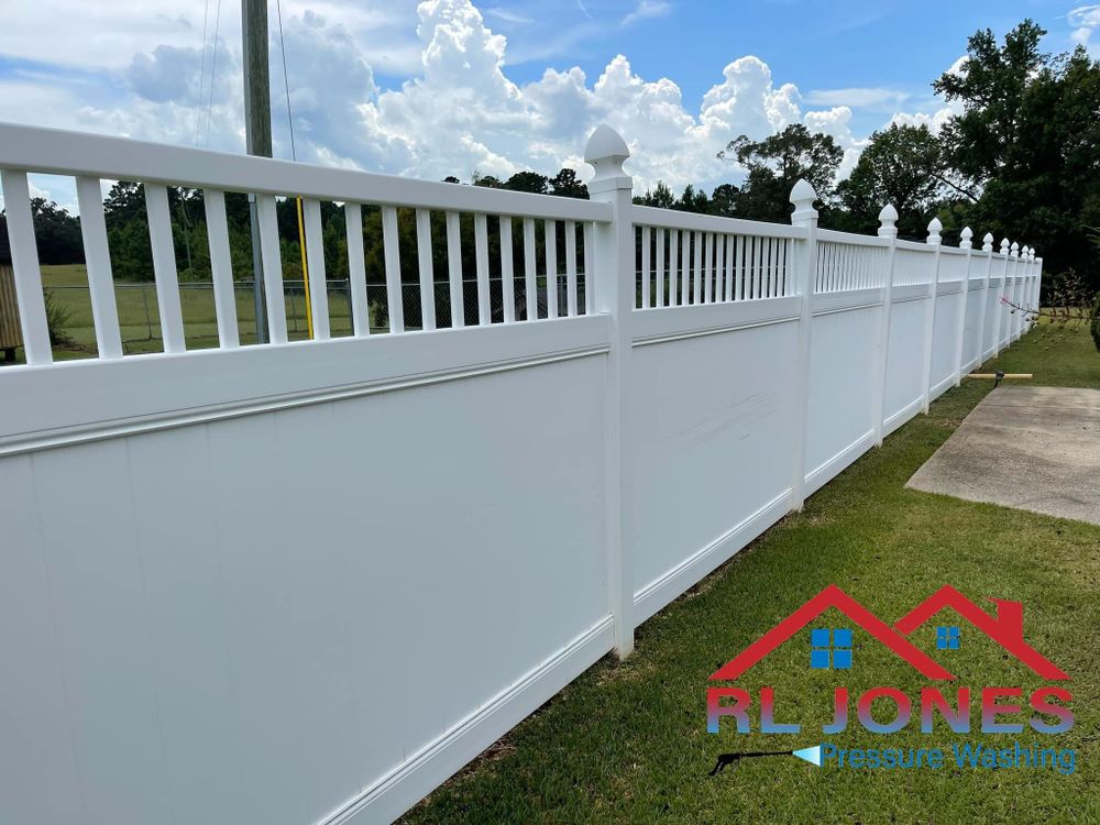 Our professional Fence Cleaning service effectively removes dirt, algae, and mildew buildup from your fence using high-quality pressure washing equipment, leaving your property looking clean and well-maintained. Satisfaction guaranteed! for RL Jones Pressure Washing  in    Monroeville, AL