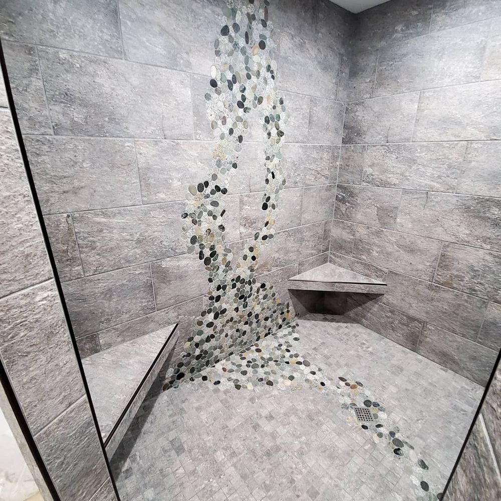 Scribed stone shower for Elite Tile in La Grande, OR