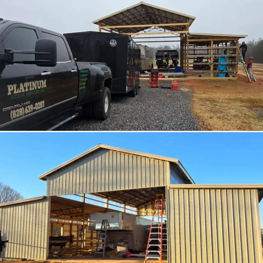 Steel Truss Pole Barns for Platinum Outdoor Services LLC in Conover, NC