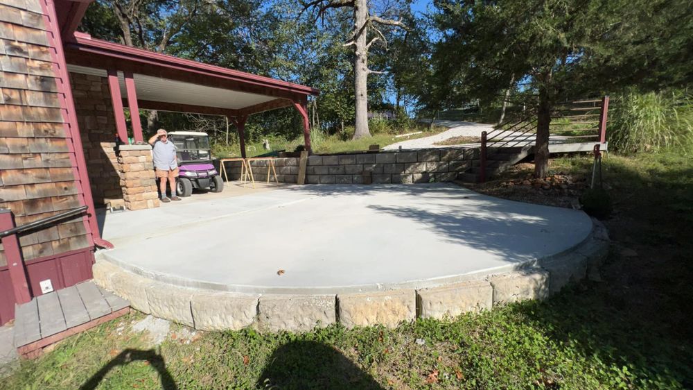 Elevate your outdoor living space with our expert Patio Design & Installation service. Our team will transform your backyard into a stylish and functional area for relaxing and entertaining guests. for Kain's Concrete in Springfield, MO