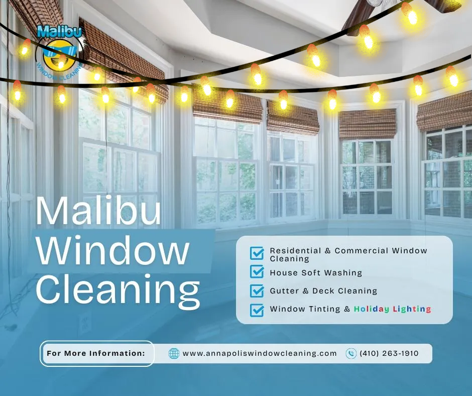 Enhance your home's appeal with our Special Services: Transform festive seasons with exquisite Holiday Lighting, and enjoy privacy and energy efficiency year-round through professional Window Tinting. Explore quality beyond pressure washing today! for Malibu Window Cleaning in Annapolis, MD