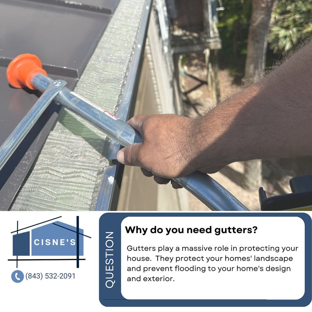 Our professional gutter repair service ensures that your home is protected from water damage by fixing leaks, clogs, or sagging gutters to maintain the integrity of your property. for Cisne's LLC in Charleston, SC