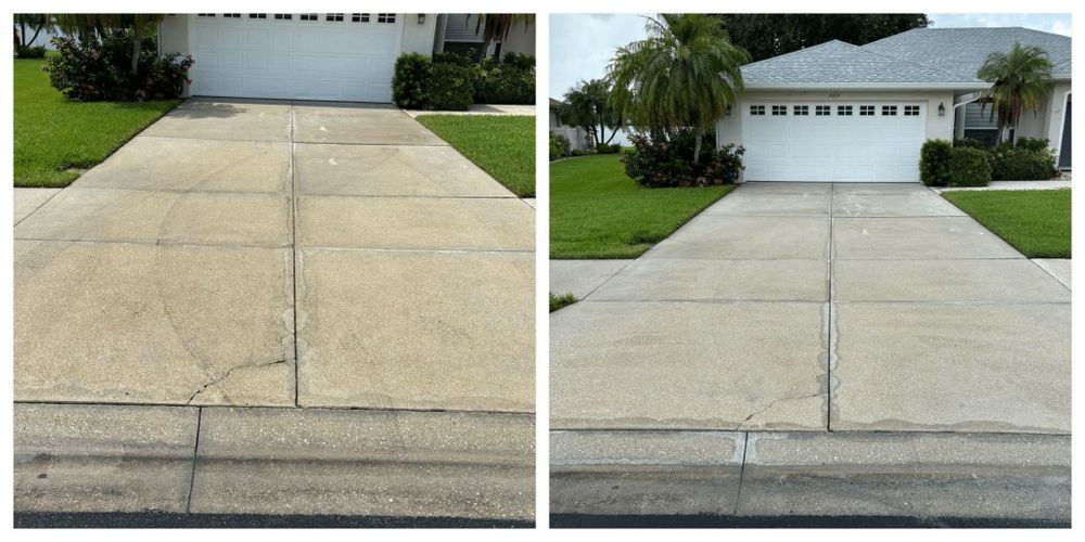 Our Flat Surface Cleaning service includes thorough cleaning of driveways, patios, sidewalks, and more using high-pressure washing techniques. Enhance your home's curb appeal while we tackle roof cleaning too. for My Softwash Guys in North Port, FL