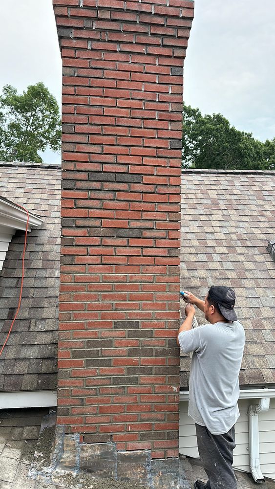 Chimney photos from restoration to new builds for All For U Roofing & Masonry in Boston, MA