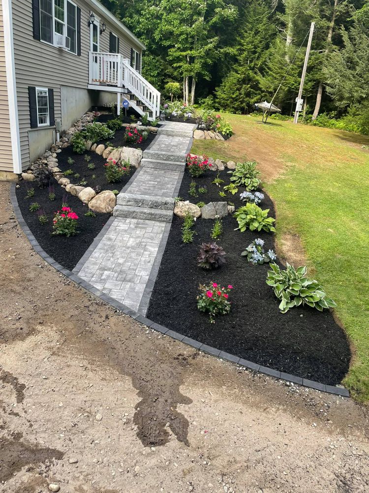 Landscape Installation for Organic Innovations Stonework and Design in Brunswick, ME