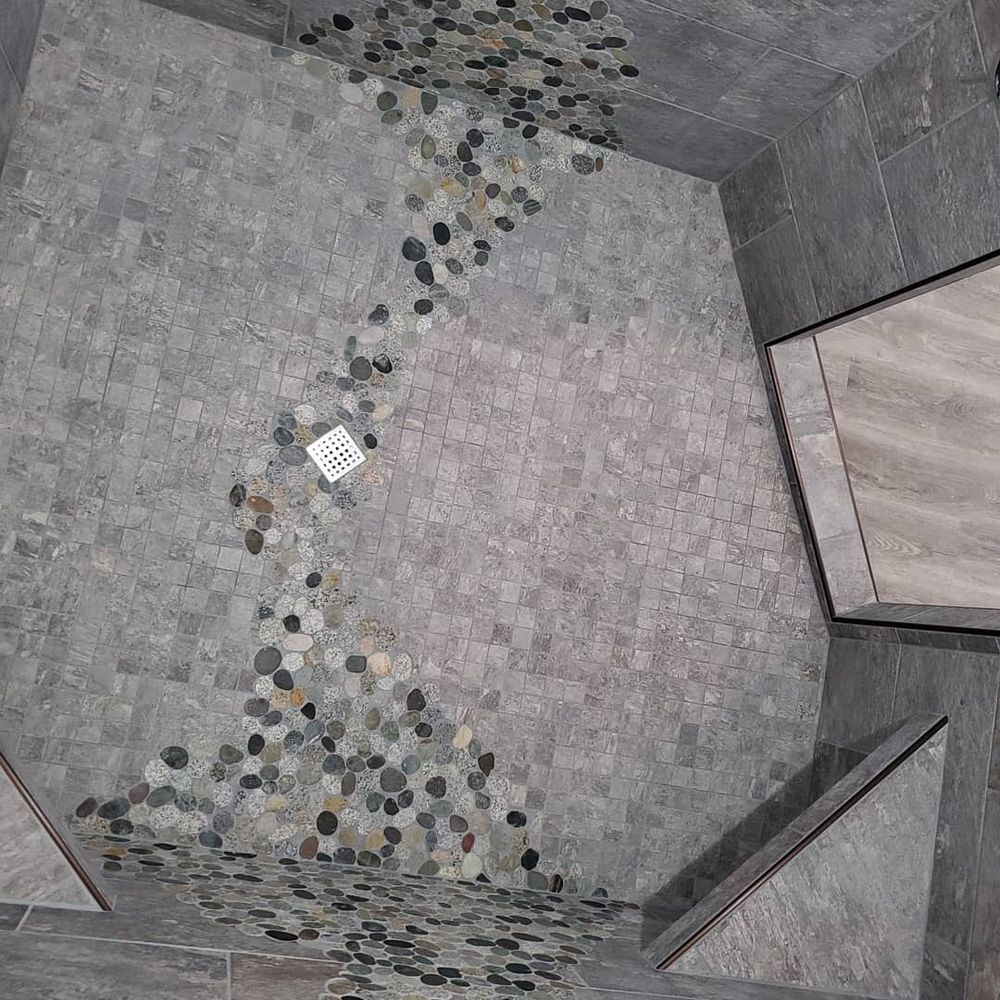 Scribed stone shower for Elite Tile in La Grande, OR