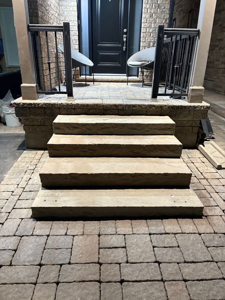 Loose steps and failing retaining walls are more than an eyesore. We rebuild and reinforce them with proper base prep, drainage, and confinement so they stay solid, safe, and level through Ontario freeze thaw seasons. for Pure Pavers Restoration in Burlington, ON