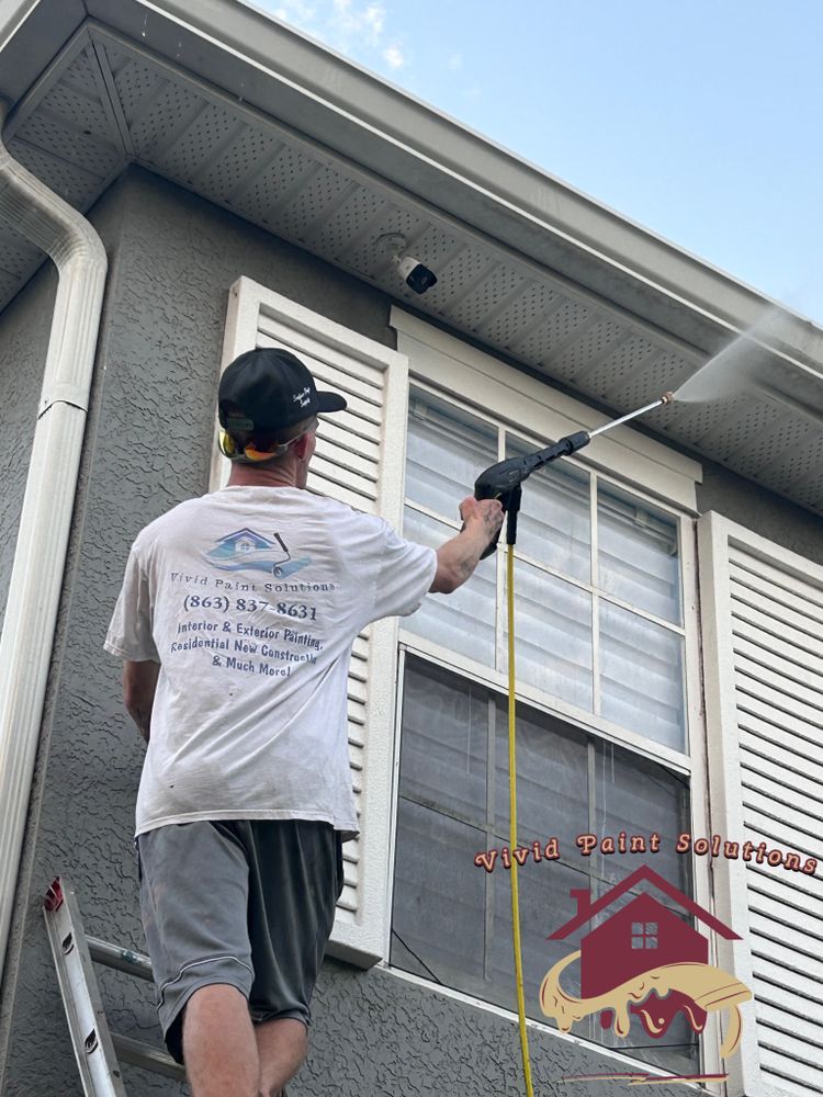 Our Pressure Washing service will effectively remove dirt, grime, and mold from your surfaces, ensuring a clean and prepped canvas before we apply any paint to your home. for Vivid Paint Solutions, LLC. in Eagle Lake, FL