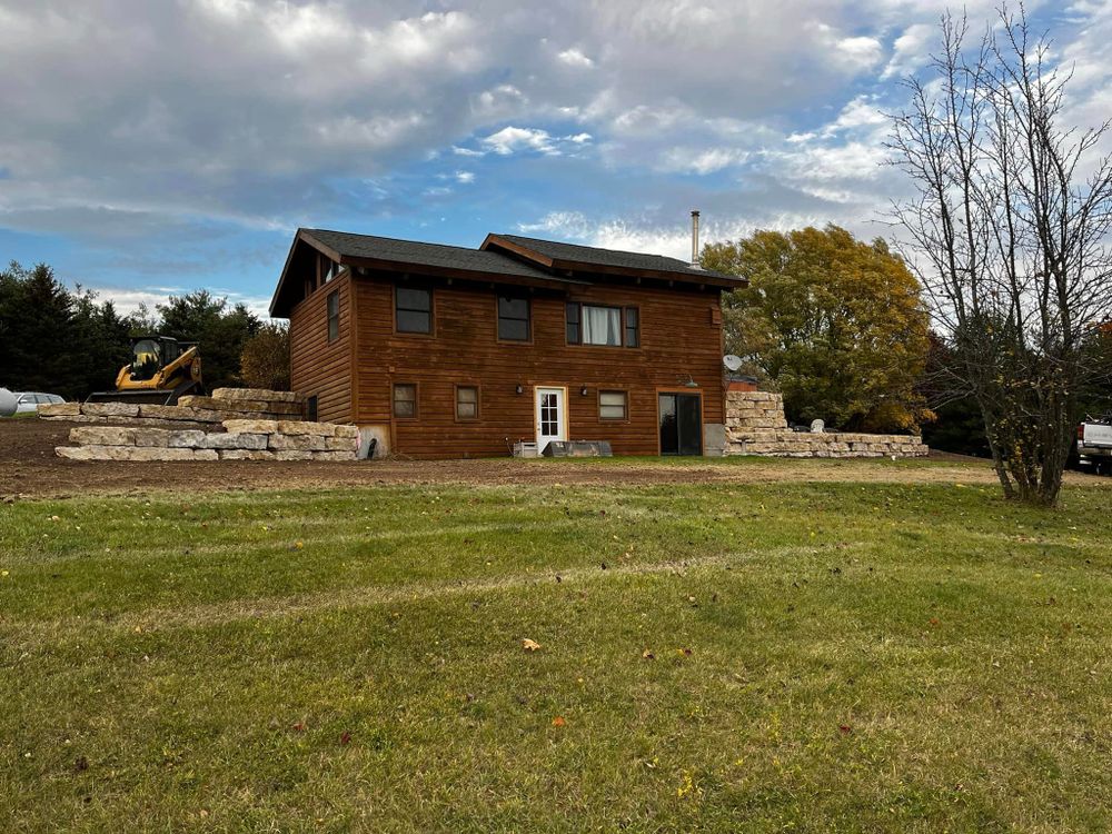 Stone Wall Installation for Eggers Enterprises LLC in Mineral Point, WI