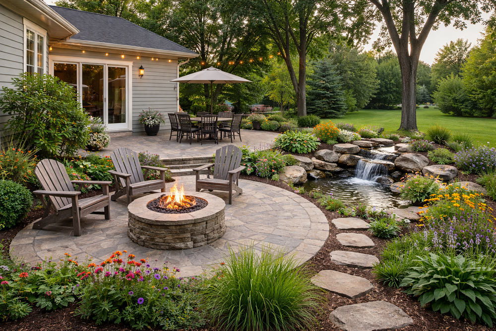 Our hardscaping landscaping service complements your land clearing needs by transforming cleared spaces into stunning outdoor areas, featuring patios, walkways, and retaining walls that enhance your property's functionality and beauty. for Northern Summit Landworks in Little Falls, MN