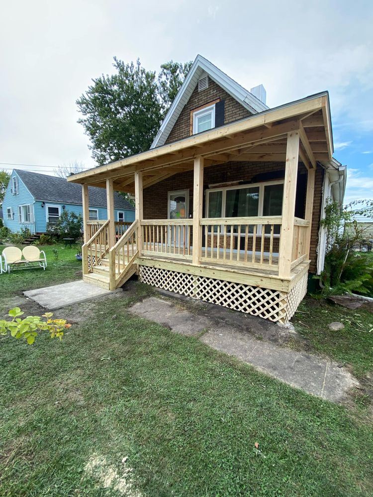 Enhance your outdoor living space with our expert deck & patio installation service, delivering durable and stylish designs tailored to your home for a perfect blend of beauty and functionality. for Landmark Construction in Elkhart, IN