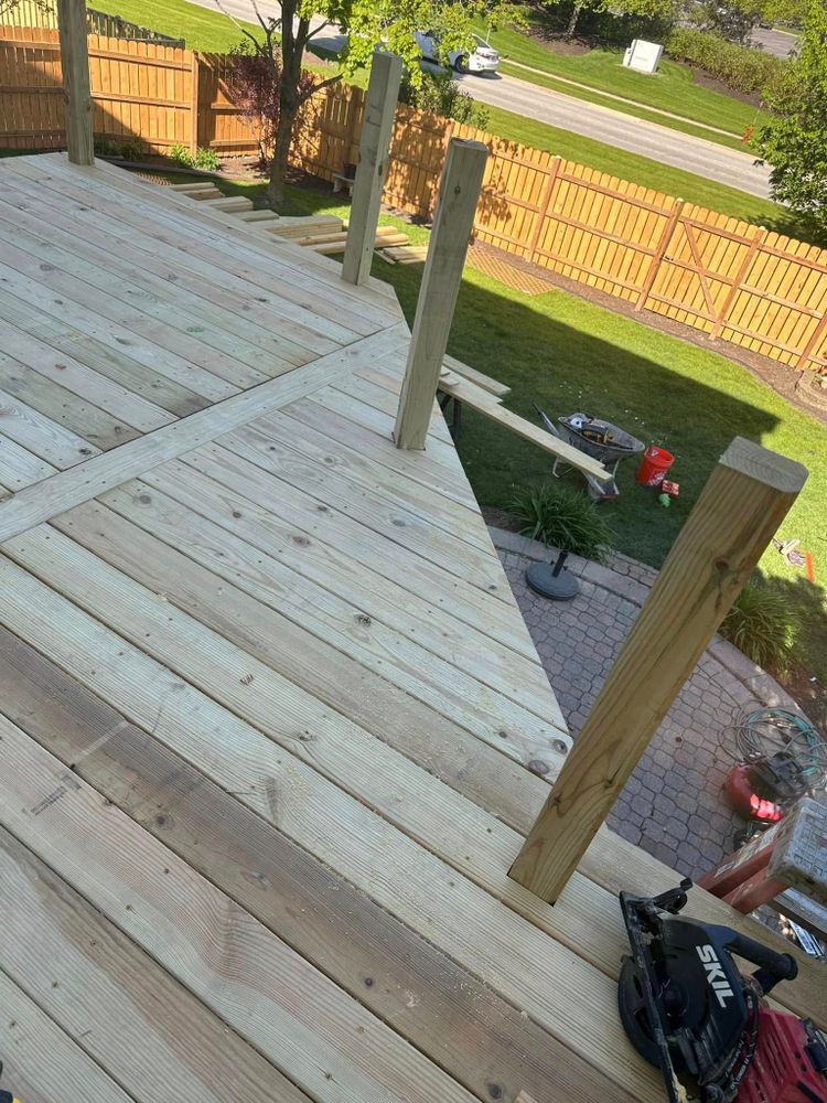 Treated Green/Brown Decks for R&R Home Services (RR Affordable Deck Builders) in Schaumburg, IL