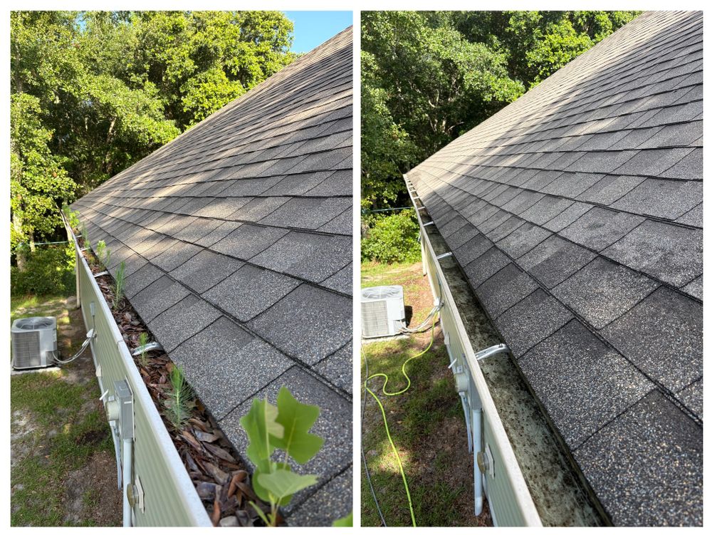 Our gutter cleaning service removes leaves, debris, and buildup to keep water flowing properly, helping protect your roof, siding, foundation, and landscaping from costly overflow damage year-round. for Salty Exterior Pro Wash in Hampstead, NC