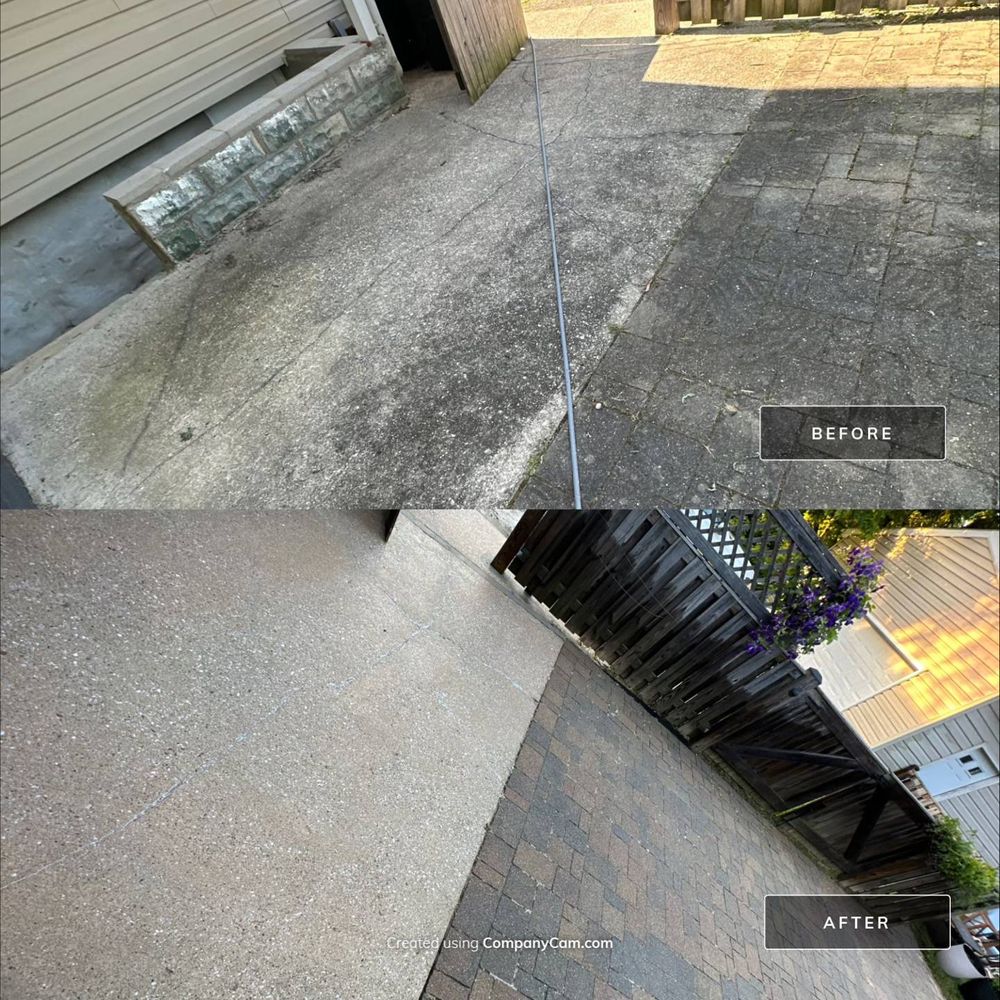 Enhance your home's curb appeal with our expert Driveway and Sidewalk Cleaning service. We safely remove dirt, stains, and algae using advanced pressure washing techniques for a spotless, welcoming exterior. for Hydra-Lok Softwash LLC in Maryland, Catonsville