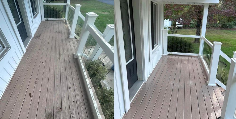 Our Deck & Patio Cleaning service restores the beauty of your outdoor spaces by efficiently removing dirt, grime, mold, and mildew using high-quality pressure washing techniques for a refreshed and inviting look. for Nuflo Gutter Cleaning & Pressure Washing in Blackwood, NJ