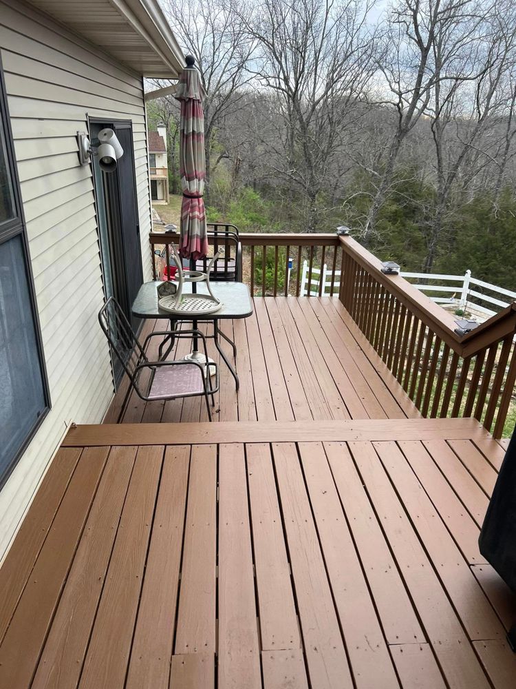 Enhance your deck's beauty and longevity with our professional deck staining service. We offer expert application ensuring vibrant, long-lasting color while protecting against weather damage, leaving your outdoor space looking immaculate. for Mike's Custom Painting in Kissee Mills, MO