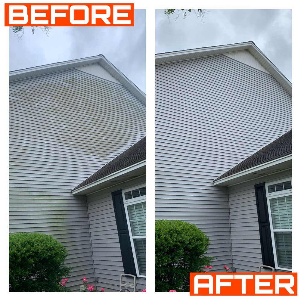 Our Home Softwash service uses a gentle yet effective cleaning method to eliminate dirt, grime, and mold from your home's exterior surfaces without causing any damage. Trust us for a spotless finish! for FunderFlow Commercial and Residential Pressure Washing Inc in Tupelo, MS