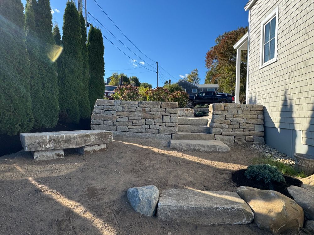 Our stone masonry service designs, repairs, and installs beautiful, durable stone features for your home, including walls, patios, steps, and veneers—crafted with precision to enhance value, function, and curb appeal. for Natural Roots in Georgetown, ME