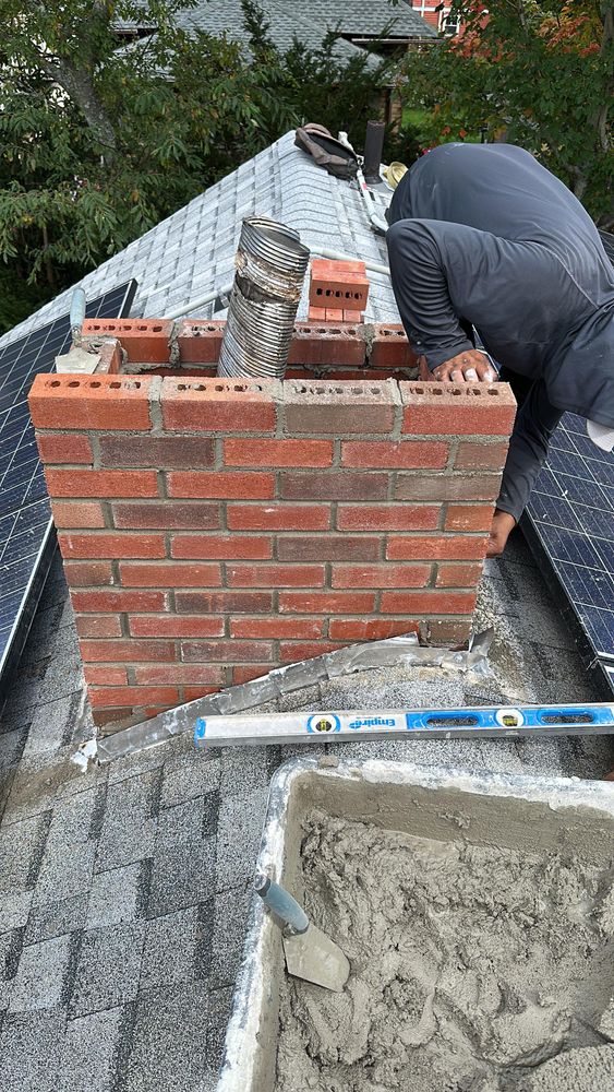 Chimney photos from restoration to new builds for All For U Roofing & Masonry in Boston, MA