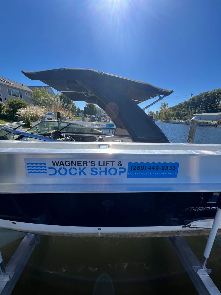 Boat lift Installation for Wagner's Lift and Dock Shop LLC in Watervliet, MI