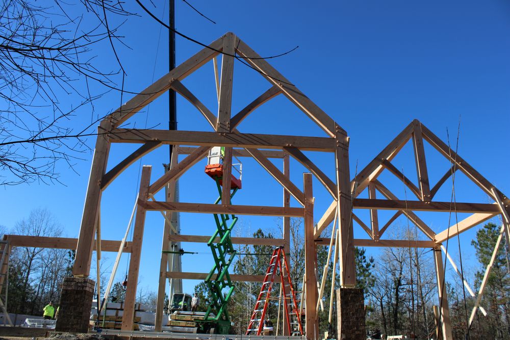 Mountain Style Timber Frame for Emfinger Custom Builders LLC in Pine Mountain, GA