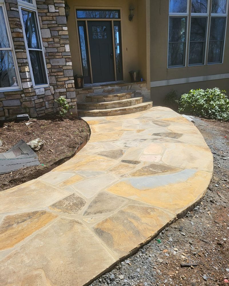 Stonework and Walkways for C4 TrueVision Renovations in Asheville, NC