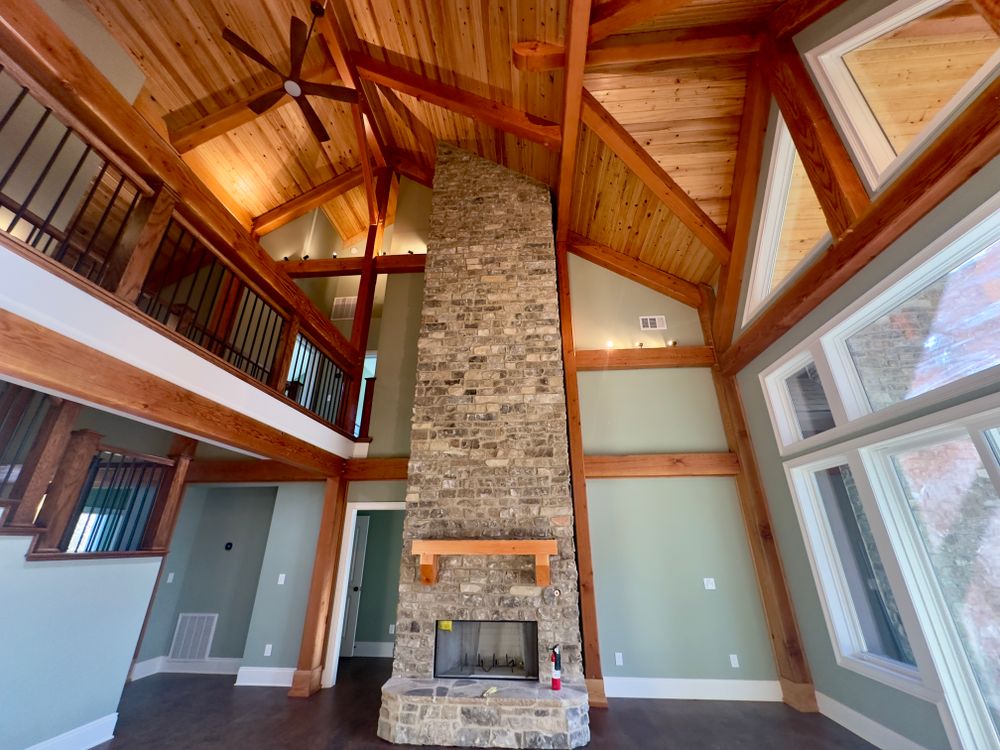 Mountain Style Timber Frame for Emfinger Custom Builders LLC in Pine Mountain, GA