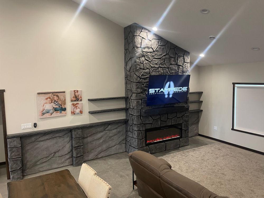 Interior fireplace & feature walls  for STAMPEDE Vertical Concrete in Isanti, Minnesota