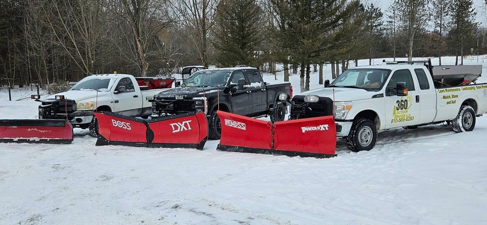 Enhance your winter safety with our reliable snow plowing service. Complementing our expert mowing services, we ensure clear pathways and driveways, providing you peace of mind during the snowy season. for 360 Outdoor Services in Lapeer, MI