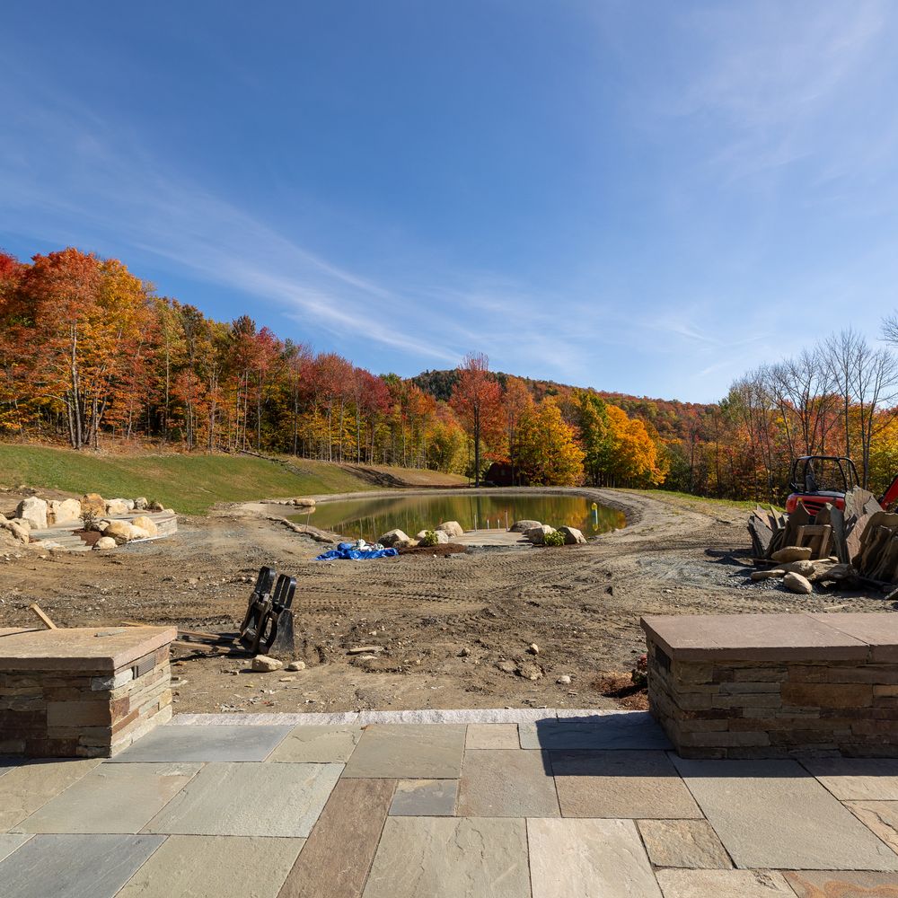 Carving a Pond into a Mountain Side for Andy Naylor Excavation in Stowe, VT