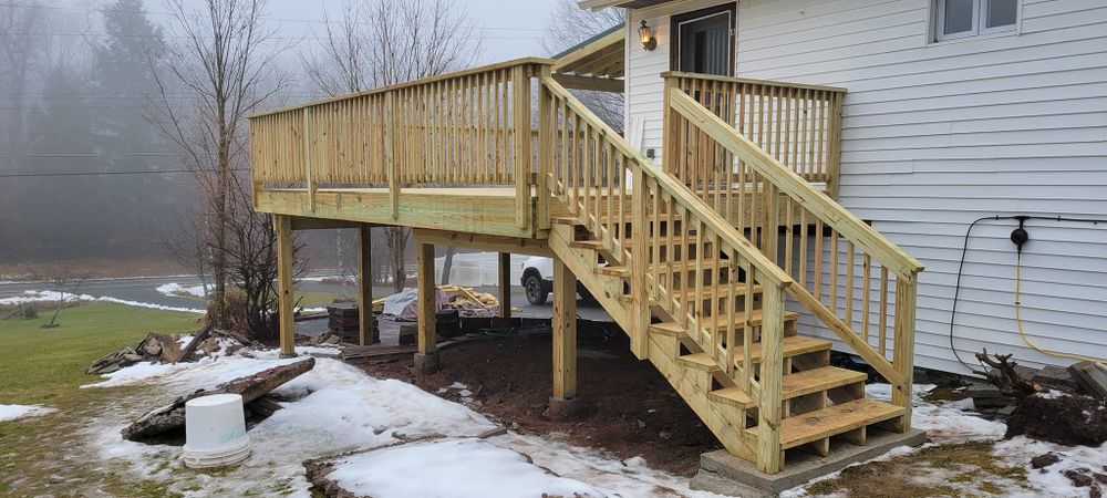 Transform your outdoor space with our expert deck and patio installation services. We deliver quality craftsmanship tailored to your style, enhancing functionality and beauty for relaxing or entertaining year-round. for Kalthoff Home Improvement in Parksville, NY