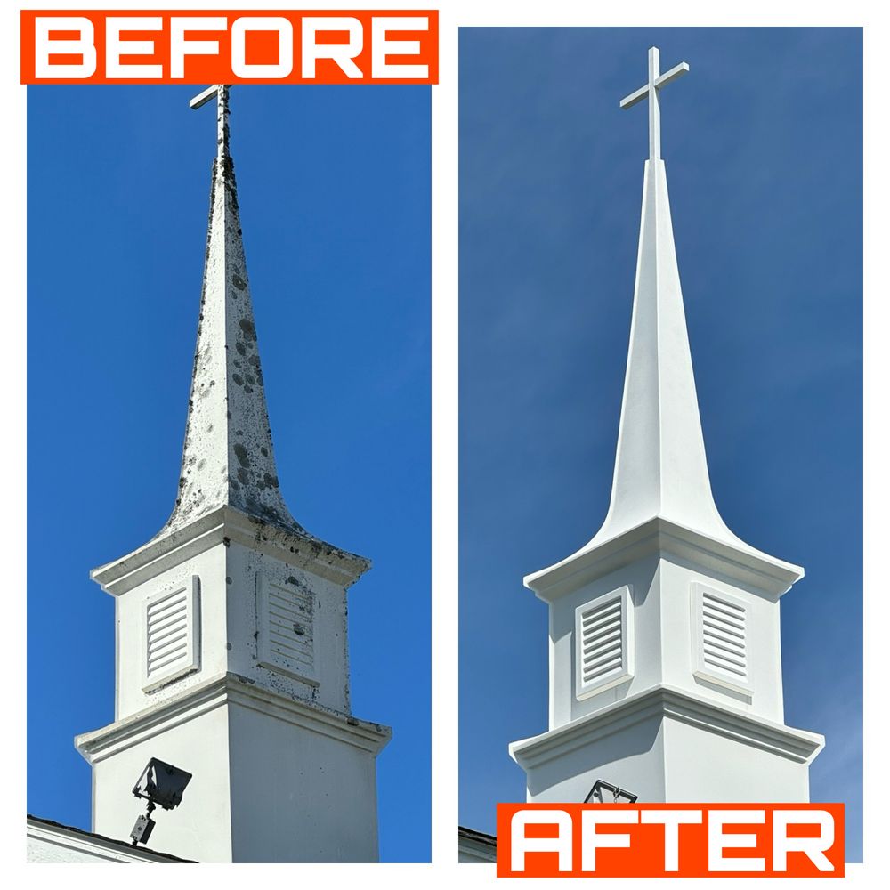 Steeple Cleaning for FunderFlow Commercial and Residential Pressure Washing Inc in Tupelo, MS